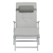 Folding Sun Lounger With Breathable Fabric & Padded Cushion With Neck Pillow by SONGMICS Songmics