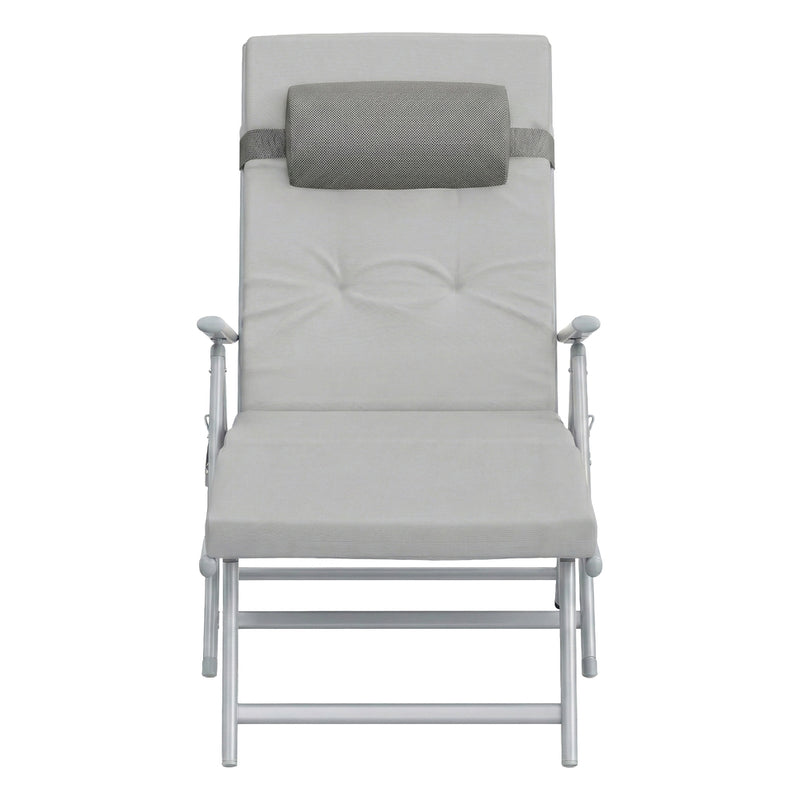 Folding Sun Lounger With Breathable Fabric & Padded Cushion With Neck Pillow by SONGMICS Songmics