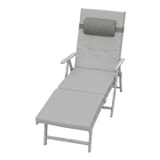 Folding Sun Lounger With Breathable Fabric & Padded Cushion With Neck Pillow by SONGMICS Songmics