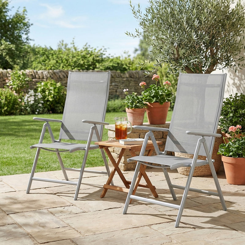 Folding Garden Chairs Set 4 With Adjustable Breathable Mesh Backrest by SONGMICS Songmics