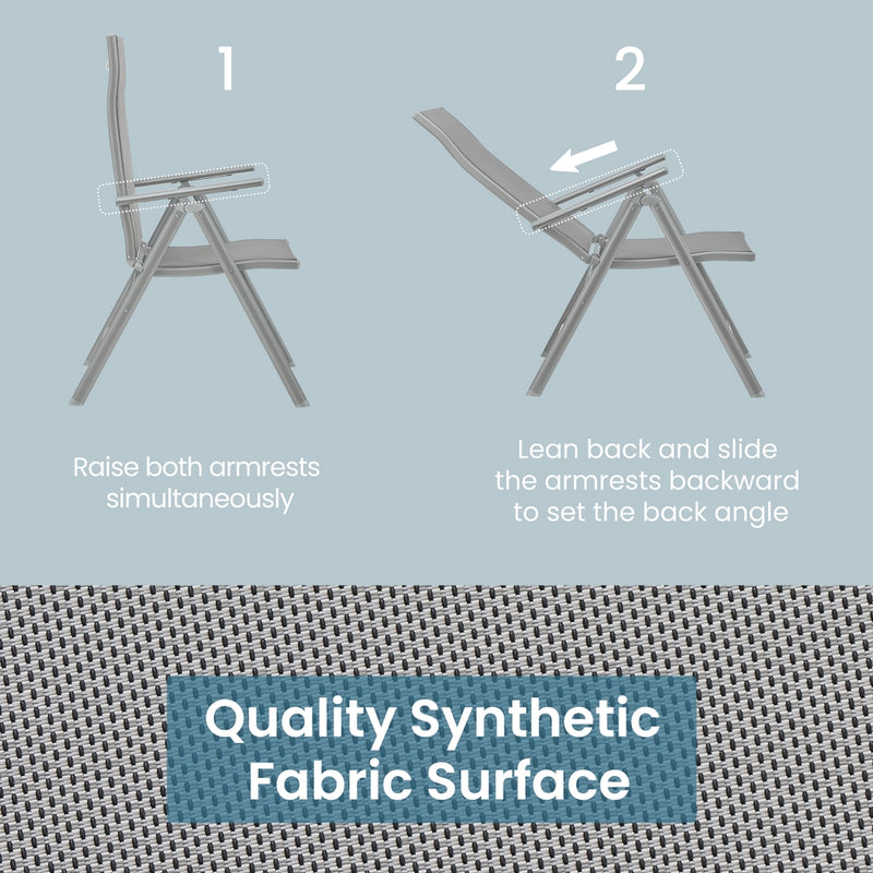 Folding Garden Chairs Set 4 With Adjustable Breathable Mesh Backrest by SONGMICS Songmics