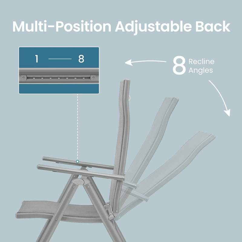 Folding Garden Chairs Set 4 With Adjustable Breathable Mesh Backrest by SONGMICS Songmics
