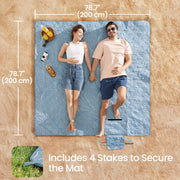 Extra Large Picnic Blanket 200 x 200 cm Waterproof with 4 Ground Pegs for Outdoor Use by Songmics Songmics