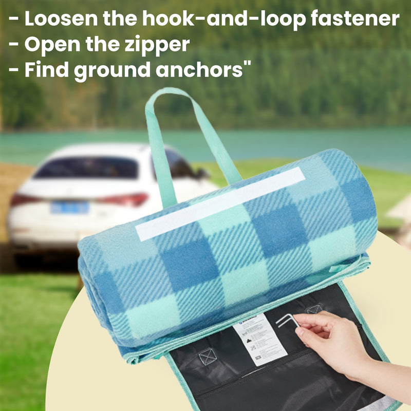 Extra Large Picnic Blanket 300 x 200 cm Waterproof Foldable Mat for Camping and Beach by Songmics
