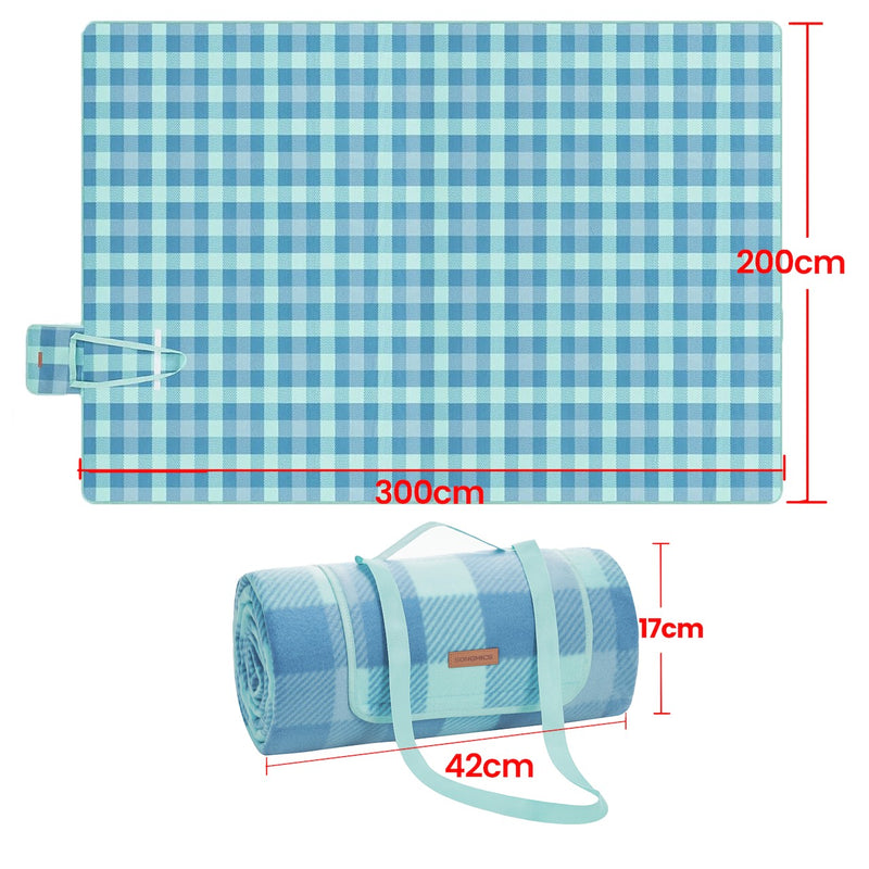 Extra Large Picnic Blanket 300 x 200 cm Waterproof Foldable Mat for Camping and Beach by Songmics