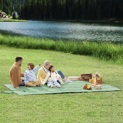 Picnic Blanket with Stakes Water-Repellent 300x200cm Green by SONGMICS Songmics