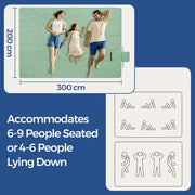 Picnic Blanket with Stakes Water-Repellent 300x200cm Green by SONGMICS Songmics