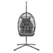 Songmics Hanging Egg Chair With Steel Stand & Cushions, Grey Songmics