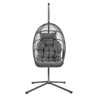 Songmics Hanging Egg Chair With Steel Stand & Cushions, Grey Songmics
