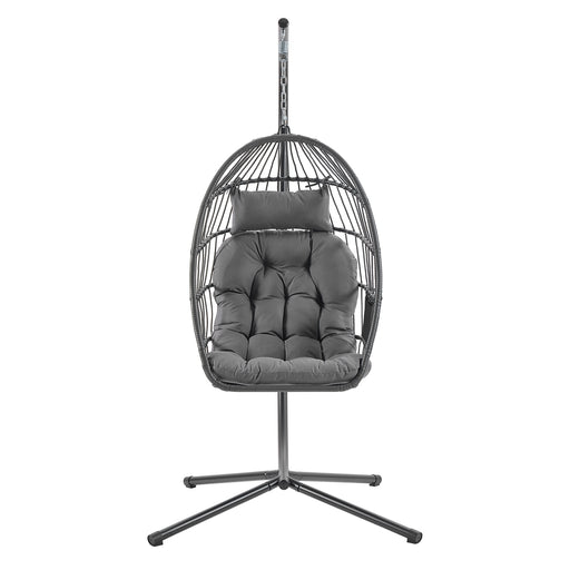 Songmics Hanging Egg Chair With Steel Stand & Cushions, Grey Songmics