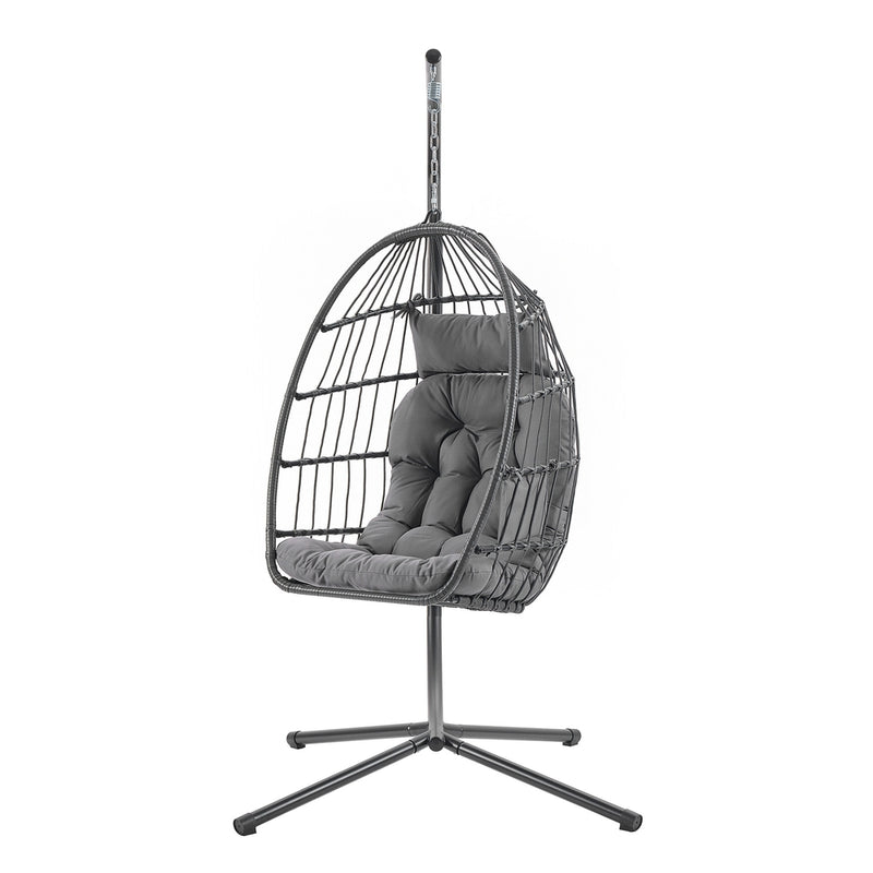 Songmics Hanging Egg Chair With Steel Stand & Cushions, Grey Songmics