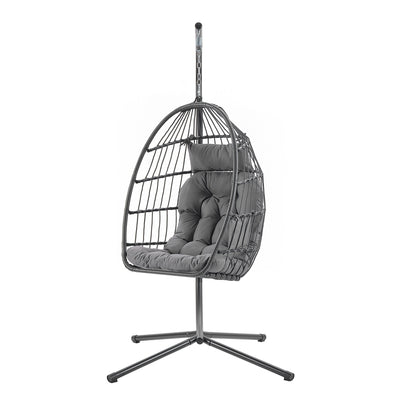 Songmics Hanging Egg Chair With Steel Stand & Cushions, Grey Songmics
