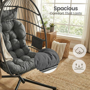 Songmics Hanging Egg Chair With Steel Stand & Cushions, Grey Songmics