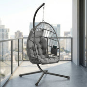 Songmics Hanging Egg Chair With Steel Stand & Cushions, Grey Songmics