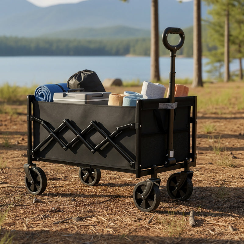 Outdoor Utility Wagon, Folding Garden Cart with Adjustable Handle SONGMICS