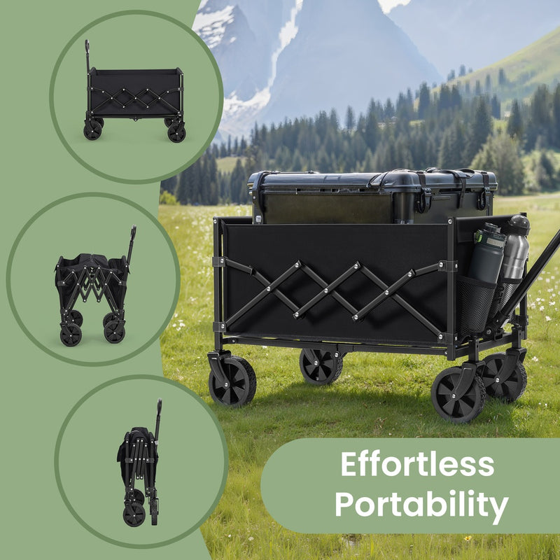 Outdoor Utility Wagon, Folding Garden Cart with Adjustable Handle SONGMICS