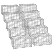 Metal Gabion Cage Baskets Set of 10 with 5 x 10 cm Mesh for Stone Landscaping by Songmics Songmics