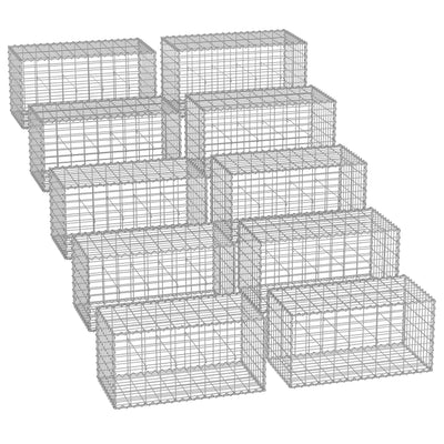 Metal Gabion Cage Baskets Set of 10 with 5 x 10 cm Mesh for Stone Landscaping by Songmics Songmics