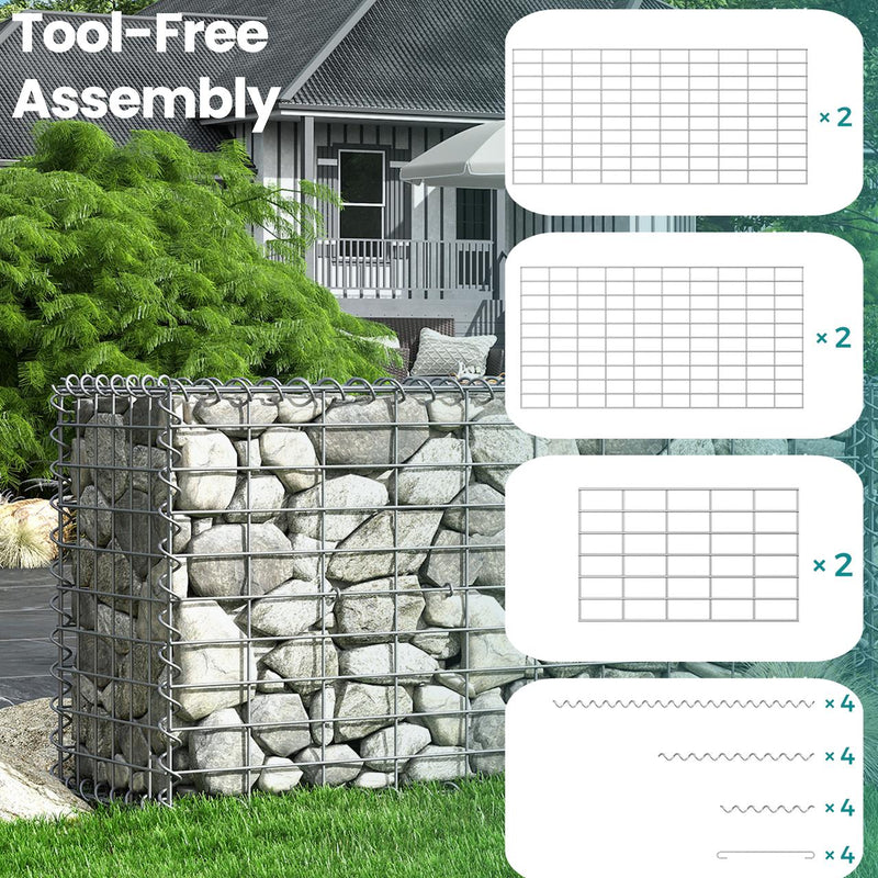 Durable Metal Gabion Cages Set of 2 for Stone Landscaping 100x30x30 cm by SONGMICS Songmics