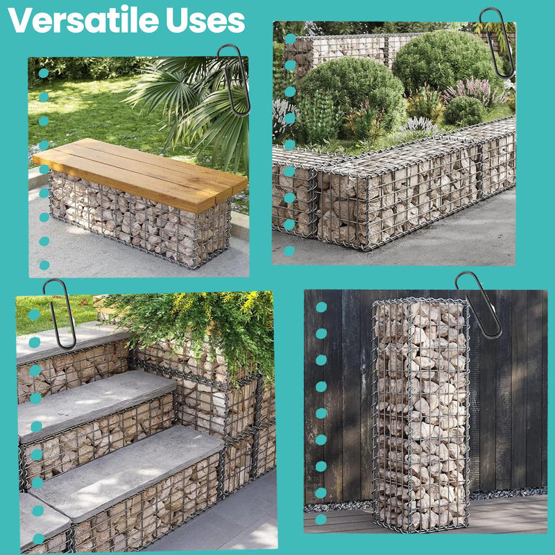 Gabion Baskets Silver 100x30x30 cm Galvanised Steel by SONGMICS Songmics
