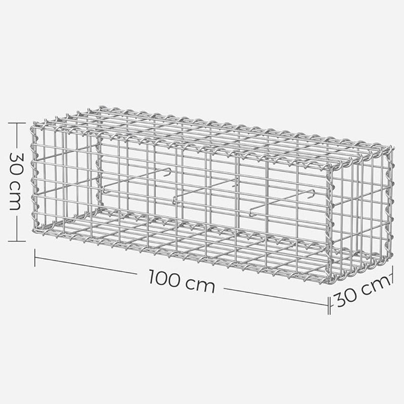 Gabion Baskets Silver 100x30x30 cm Galvanised Steel by SONGMICS Songmics