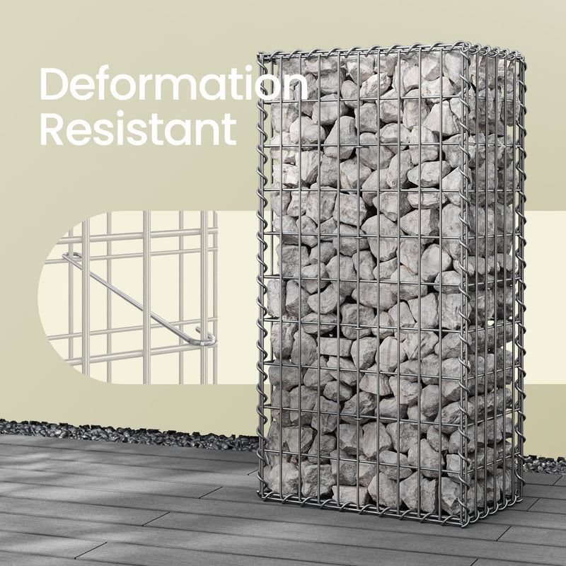 Metal Gabion Basket Cage with Mesh for Garden Fence or Stone Wall Partition by Songmics