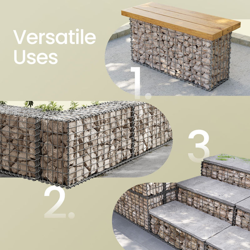 Metal Gabion Basket Cage with Mesh for Garden Fence or Stone Wall Partition by Songmics