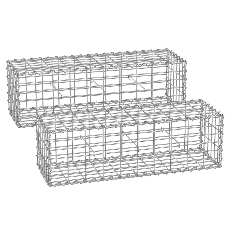 Durable Metal Gabion Cages Set of 2 for Stone Landscaping 100x30x30 cm by SONGMICS Songmics