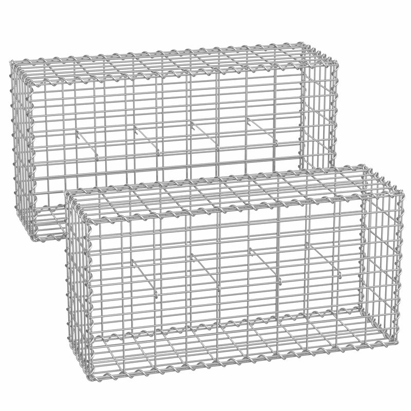 Set of 2 Metal Gabion Baskets with 5 x 10 cm Mesh for Garden Walls and Borders by Songmics Songmics