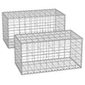 Gabion Baskets 100 x 50 cm Set of 2 Galvanised Steel by SONGMICS Songmics