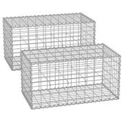 Gabion Baskets 100 x 50 cm Set of 2 Galvanised Steel by SONGMICS Songmics
