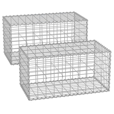 Gabion Baskets 100 x 50 cm Set of 2 Galvanised Steel by SONGMICS Songmics