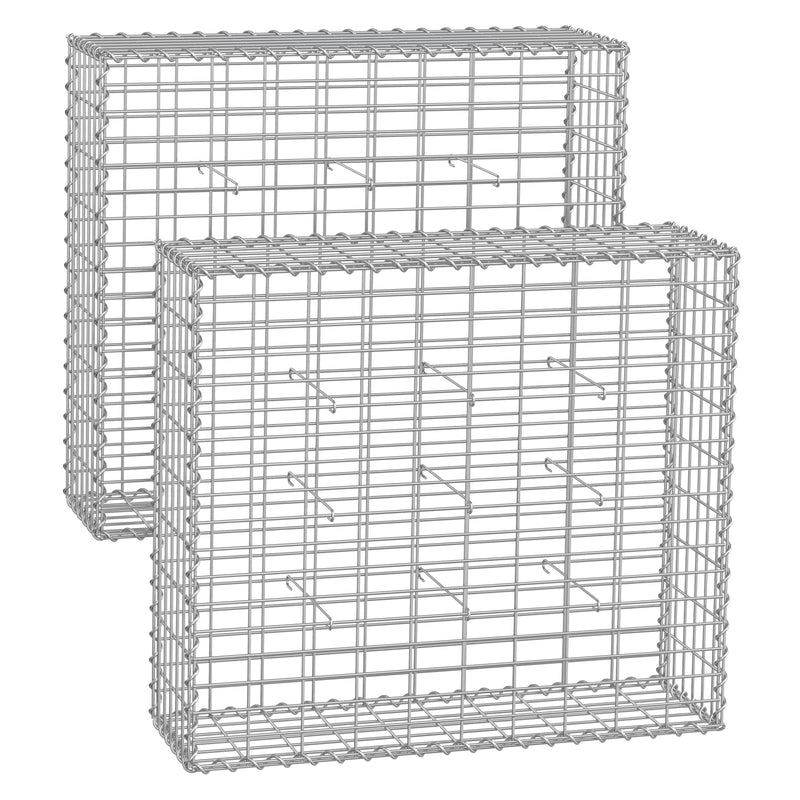 Metal Gabion Cage Baskets Set of 2 90x90x30cm Ideal for Walls & Landscaping by Songmics Songmics