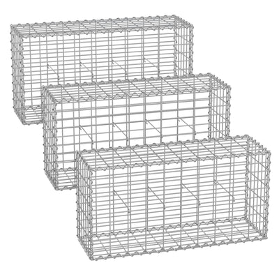 Set of 3 Metal Gabion Cages with 5 x 10 cm Wire Mesh for Garden Landscaping by Songmics Songmics