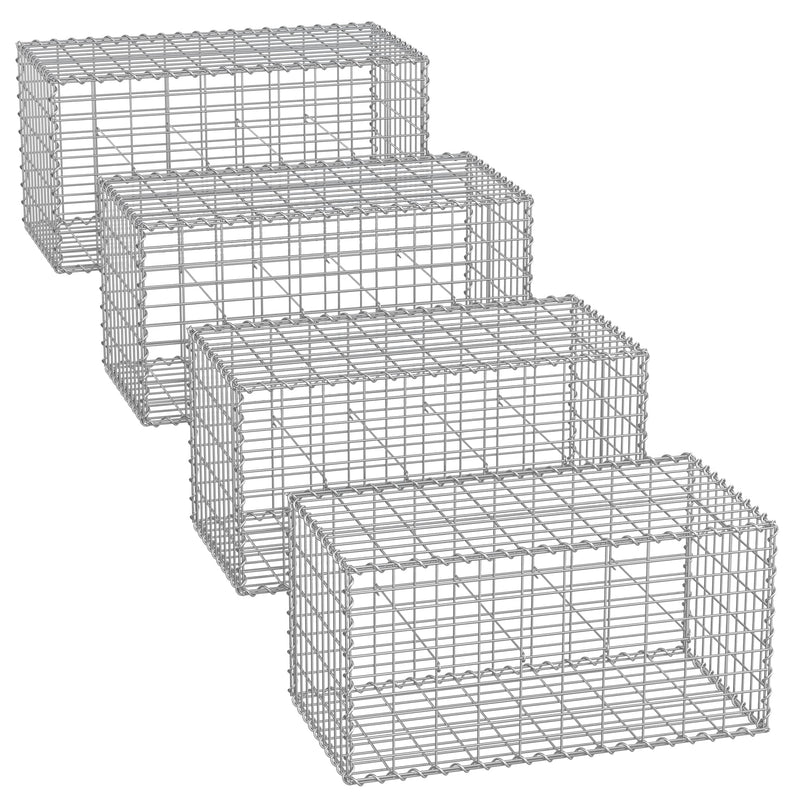 Set of 4 Metal Gabion Cage Baskets with 5 x 10 cm Mesh for Garden Landscaping by Songmics Songmics