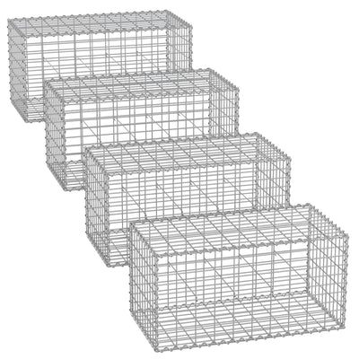 Set of 4 Metal Gabion Cage Baskets with 5 x 10 cm Mesh for Garden Landscaping by Songmics Songmics
