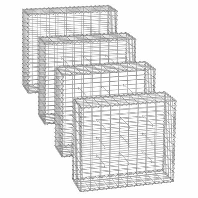 4 Pack Metal Gabion Cage Baskets 90x90x30cm Ideal for Stone Walls & Landscaping by Songmics Songmics