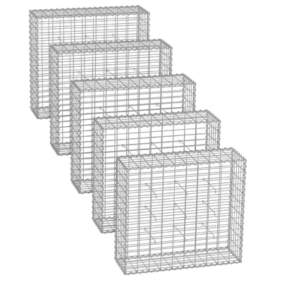Set of 5 Metal Gabion Cage Baskets 90x90x30cm for Stone Retaining Walls by Songmics Songmics