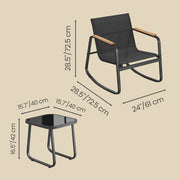 2 Seater Garden Lounge Set with Rocking Chairs & Glass Table by SONGMICS Songmics