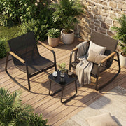 2 Seater Garden Lounge Set with Rocking Chairs & Glass Table by SONGMICS Songmics