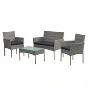 Patio Conversation Set, 4-Piece Rattan Lounge Furniture with Table and Chairs SONGMICS