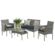 Patio Conversation Set, 4-Piece Rattan Lounge Furniture with Table and Chairs SONGMICS
