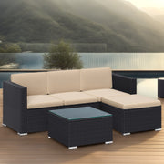 Rattan Garden Furniture Set with Cushions and Glass Table Outdoor Sofa Set by Songmics
