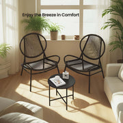 3 Piece Garden Bistro Set with 2 Acapulco Chairs and Side Table for Outdoors by Songmics