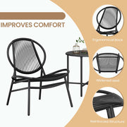 3 Piece Garden Bistro Set with 2 Acapulco Chairs and Side Table for Outdoors by Songmics