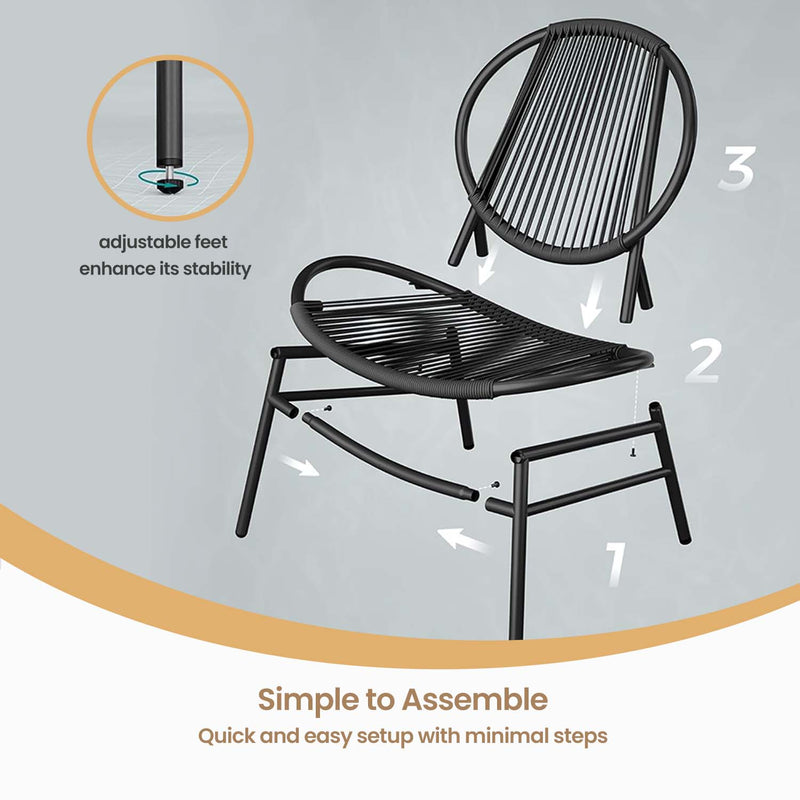 3 Piece Garden Bistro Set with 2 Acapulco Chairs and Side Table for Outdoors by Songmics