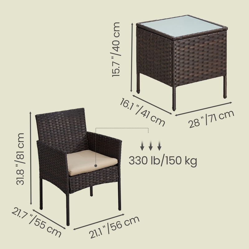 Garden Furniture Sets, Polyrattan Outdoor Patio Furniture SONGMICS