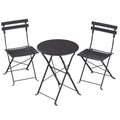 Folding Bistro Set 3-Piece Steel Black For Patio or Balcony by SONGMICS Songmics