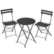Folding Bistro Set 3-Piece Steel Black For Patio or Balcony by SONGMICS Songmics