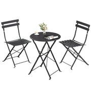 Folding Bistro Set 3-Piece Steel Black For Patio or Balcony by SONGMICS Songmics